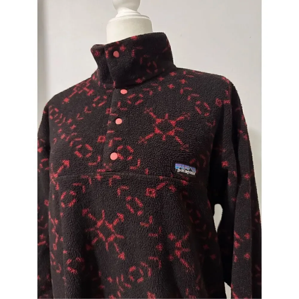 Patagonia Vintage Synchilla snap T Aztec fleece pullover sweater S/M
